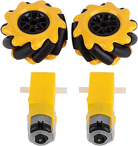 U-K Rueda Mecanum de 60 mm / 2,4 pulgadas, 3 V ~ 12 V, robot Mecanum Wheel y motor TT para coche y robot pequeño, duradero y práctico, diseño práctico y práctico