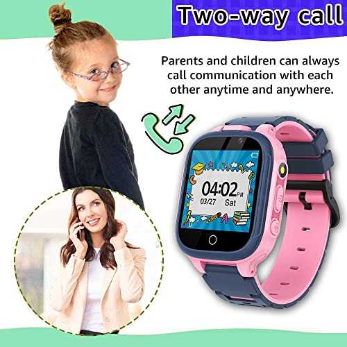 UK-ypfSoft Niños Smart Watch for Girls Boys, Watch Reproductor de música/Juegos/Cámara/Reloj Despertador/Linterna, Edad 3-12 años Niños Regalo de cumpleaños (Color : Pink)