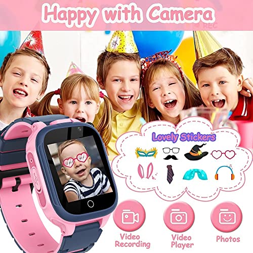 UK-ypfSoft Niños Smart Watch for Girls Boys, Watch Reproductor de música/Juegos/Cámara/Reloj Despertador/Linterna, Edad 3-12 años Niños Regalo de cumpleaños (Color : Pink)