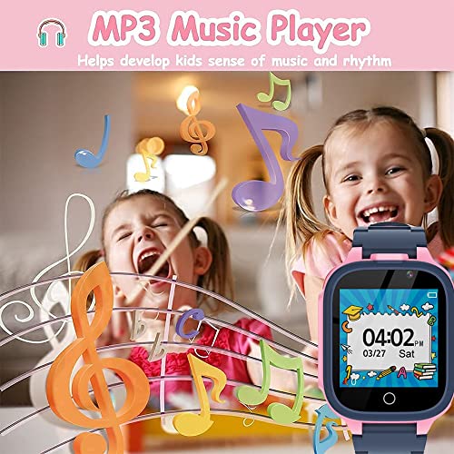 UK-ypfSoft Niños Smart Watch for Girls Boys, Watch Reproductor de música/Juegos/Cámara/Reloj Despertador/Linterna, Edad 3-12 años Niños Regalo de cumpleaños (Color : Pink)