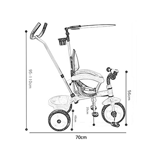 UKUOFL , 1-3-2-6 años Niños Bicicleta Cochecito de bebé Portátil para niños con Visera Dispositivo de Valla de Seguridad La Mejor opción para Regalos de cumpleaños (Color: Azul) Happy House