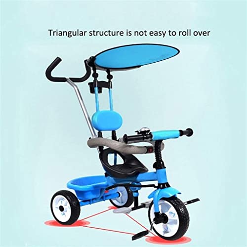 UKUOFL , 1-3-2-6 años Niños Bicicleta Cochecito de bebé Portátil para niños con Visera Dispositivo de Valla de Seguridad La Mejor opción para Regalos de cumpleaños (Color: Azul) Happy House