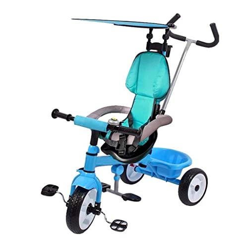 UKUOFL , 1-3-2-6 años Niños Bicicleta Cochecito de bebé Portátil para niños con Visera Dispositivo de Valla de Seguridad La Mejor opción para Regalos de cumpleaños (Color: Azul) Happy House