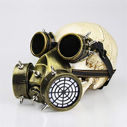 Ulalaza Steampunk Gas Goggles Máscara Retro Gothic Punk Zombie Soldiers Skull Mask para Halloween Cosplay Props