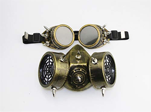 Ulalaza Steampunk Gas Goggles Máscara Retro Gothic Punk Zombie Soldiers Skull Mask para Halloween Cosplay Props