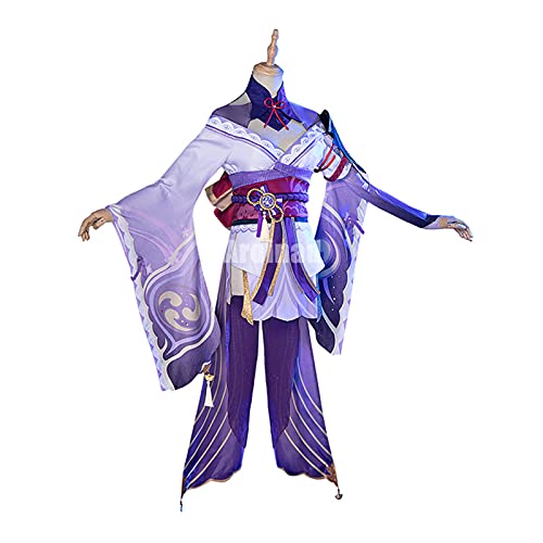 ULLAA Disfraz de Cosplay de Raiden Shogun, ropa de estilo kimono japonés de Game Genshin Impact para exhibición de anime, mascarada de Halloween