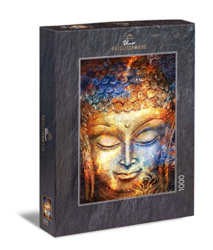 Ulmer Puzzleschmiede - Puzzle Buda: Puzzle de 1000 Piezas - La Cabeza de Buda como Pintura de Acuarela