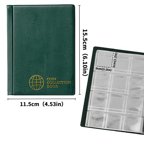 Uncle Paul Álbum de colección de Monedas - Monedero de 120 Bolsillos Euro Libro Verde Almacenamiento de Monedas Álbum Dinero Penny Pocket para coleccionistas CS0112GR