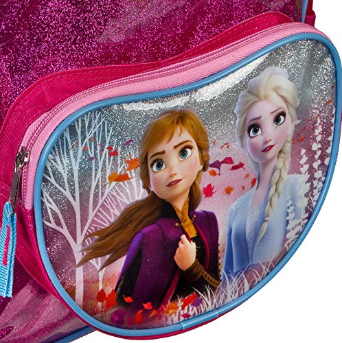 Undercover Disney Frozen Mochila con bolsillo delantero y efecto brillante, para escuela y tiempo libre, mochila infantil con Anna y Elsa, rosa