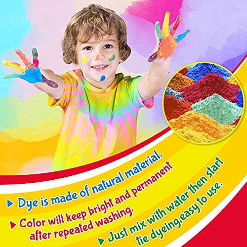 UNGLINGA Kit de teñido anudado, 20 colores, artes y manualidades para niños de 6 a 12 años, teñido de tela, set de manualidades con camiseta de cumpleaños para niños 3 4 5 6 7 8 9 10+