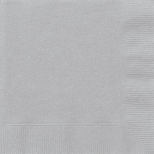 Unique Party- Paquete de 20 servilletas de papel, Color plata, 13 cm (3341)