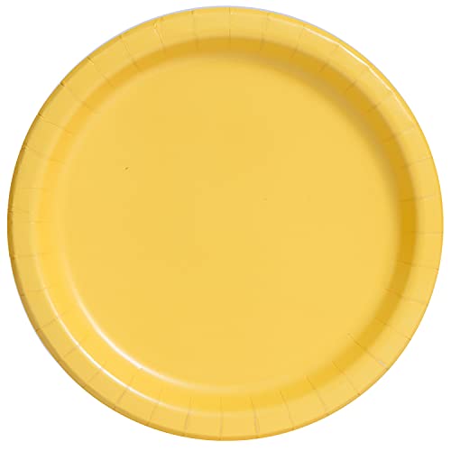 Unique Party- Platos de Papel Ecológicos-23 cm Amarillo-Paquete de 8, Color yellow (3185EU)