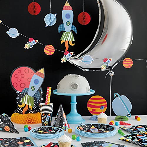 Unique Party- Platos de Papel Ecológicos-23 cm-Fiesta en el Espacio Exterior-Paquete de 8, Multicolor (73265EU)