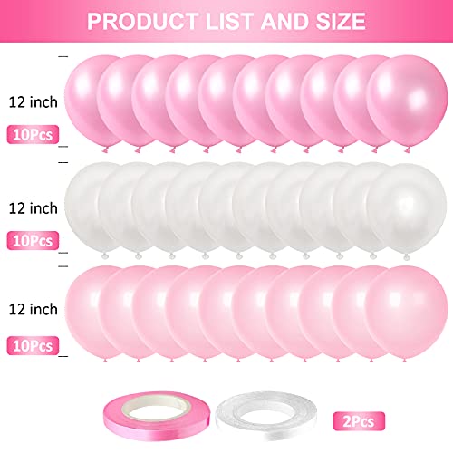 Unisun Globos de fiesta, 30 globos de látex de 30 cm, color blanco rosa claro, 3 combinaciones de colores para cumpleaños, boda, decoración de aniversario (10 de cada color | blanco, rosa, rosa claro)