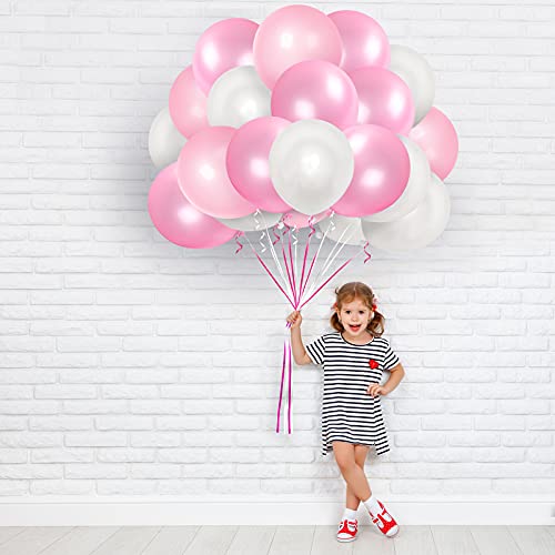 Unisun Globos de fiesta, 30 globos de látex de 30 cm, color blanco rosa claro, 3 combinaciones de colores para cumpleaños, boda, decoración de aniversario (10 de cada color | blanco, rosa, rosa claro)