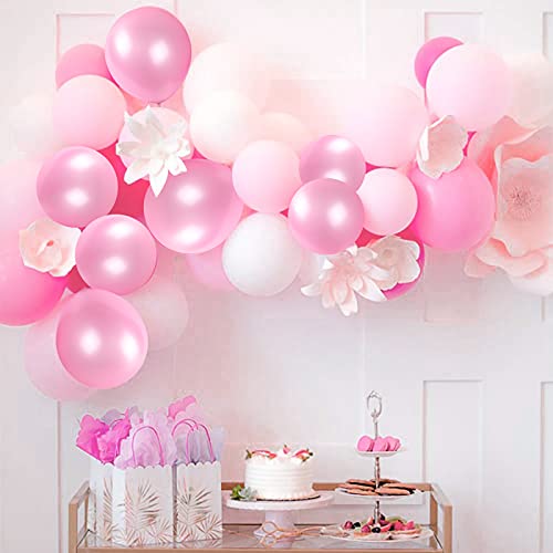 Unisun Globos de fiesta, 30 globos de látex de 30 cm, color blanco rosa claro, 3 combinaciones de colores para cumpleaños, boda, decoración de aniversario (10 de cada color | blanco, rosa, rosa claro)