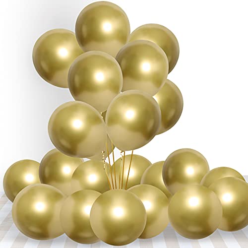 Unisun Globos metálicos, 20 globos dorados metálicos de 12 pulgadas de grosor, globos de helio brillantes para cumpleaños, baby shower, boda, aniversario, festival, carnaval, fiesta (oro)