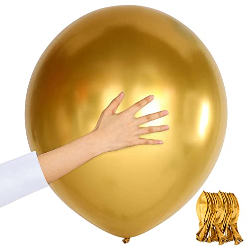 Unisun Globos metálicos de 45,7 cm, 10 globos de oro metálico de cromo grueso para cumpleaños, baby shower, boda, aniversario, festival, carnaval, fiesta de carnaval (oro)