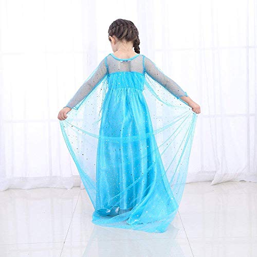 URAQT Disfraz de Princesa Elsa, Traje del Vestido, Traje de Princesa de la Nieve Vestido Infantil Disfraz de Princesa de Niñas para Halloween Traje Fiesta Cosplay