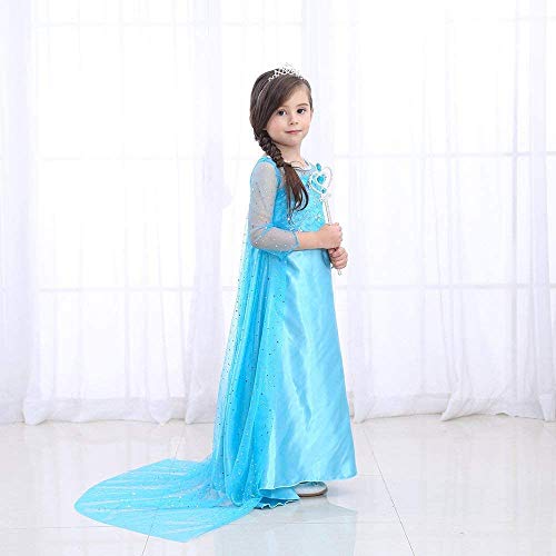 URAQT Disfraz de Princesa Elsa, Traje del Vestido, Traje de Princesa de la Nieve Vestido Infantil Disfraz de Princesa de Niñas para Halloween Traje Fiesta Cosplay