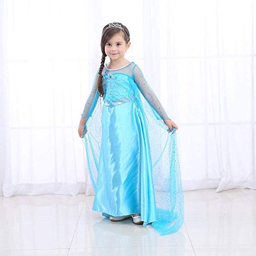 URAQT Disfraz de Princesa Elsa, Traje del Vestido, Traje de Princesa de la Nieve Vestido Infantil Disfraz de Princesa de Niñas para Halloween Traje Fiesta Cosplay