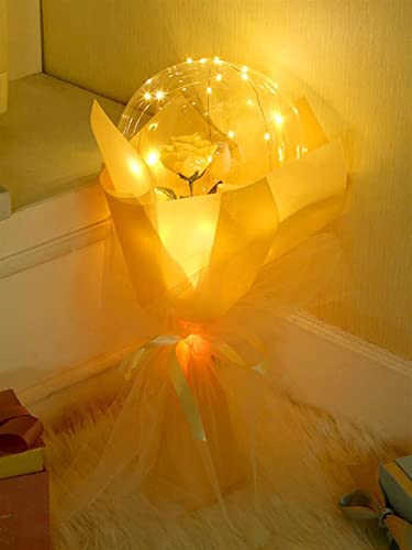 UYROOSS 1set Aleatorio Color Globo luz con Luces Colgantes de Rosa Artificial Luces navideñas Decorativas Fiesta Fiesta Fiesta de cumpleaños Patio jardín Boda (Color : Multicolor, Size : One-Size)