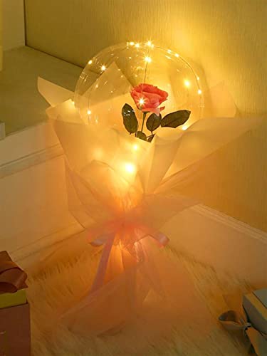 UYROOSS 1set Aleatorio Color Globo luz con Luces Colgantes de Rosa Artificial Luces navideñas Decorativas Fiesta Fiesta Fiesta de cumpleaños Patio jardín Boda (Color : Multicolor, Size : One-Size)