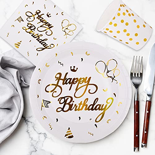 VAINECHAY Fiesta Vajilla Decoración Cumpleaños Platos Vasos Set Papel Servilletas Mantel Pajitas Pancarta Fiestas Desechable Vajilla para 25 Invitados niños adultos