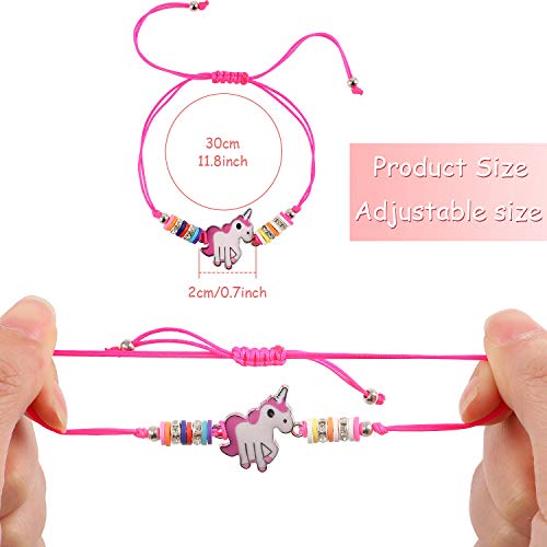 vamei 28Piezas Pulsera Amistad Pulsera Niña Unicornio Pulseras Anillos Niña Ajustables Colorido Pulseras de Cuerda Trenzada Princesa Joyería Niña Pulseras Cumpleaños Infantil Regalos Cumpleaños Niños