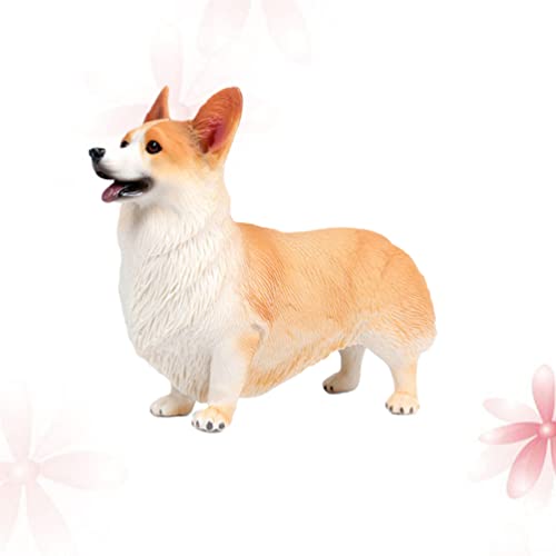 Veemoon Simulación de pie modelo de corgi cachorro animales juguetes estáticos animales figuritas de mesa Corgi perro escultura para niños juguetes educativos