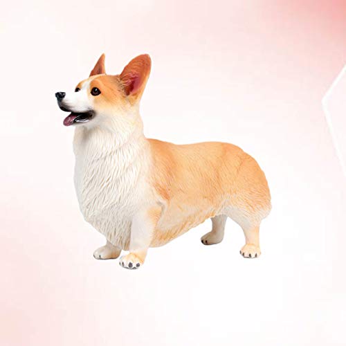 Veemoon Simulación de pie modelo de corgi cachorro animales juguetes estáticos animales figuritas de mesa Corgi perro escultura para niños juguetes educativos