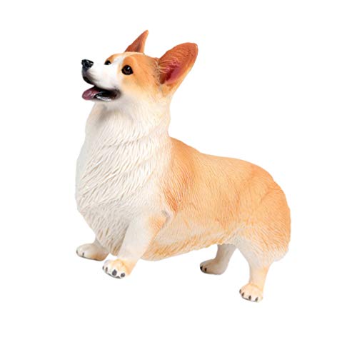 Veemoon Simulación de pie modelo de corgi cachorro animales juguetes estáticos animales figuritas de mesa Corgi perro escultura para niños juguetes educativos