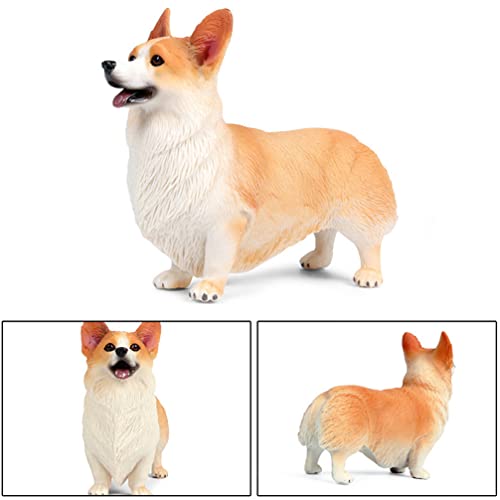 Veemoon Simulación de pie modelo de corgi cachorro animales juguetes estáticos animales figuritas de mesa Corgi perro escultura para niños juguetes educativos