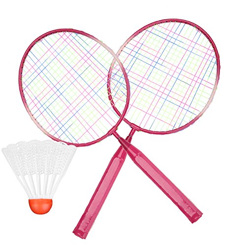 VGEBY1 Niños Raqueta de bádminton, práctica de Entrenamiento de aleación de Nylon niños Volantes niños bádminton Accesorio(Rojo)