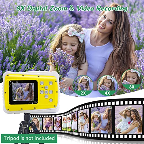 Vmotal GDC5261 Impermeable cámara Digital con Zoom Digital de 8X / 8MP / 2" TFT LCD de la Pantalla/Cámara Impermeable para niños (Amarillo)