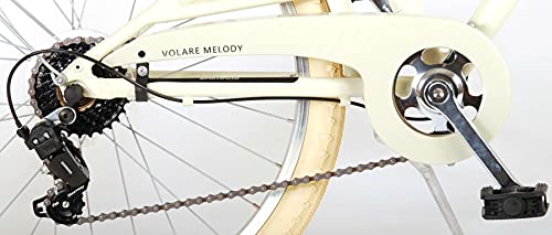 Volare Melody Prime Collection - Bicicleta infantil (24 pulgadas, marco de aluminio, 2 frenos de llanta, 6 marchas, iluminación portaequipajes, Edad 8-10 años), color arena