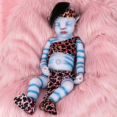 Vollence 51cm Avatar Dormir Muñeca Bebé de Silicona Completa con Pelo , no Son Muñecas de Vinilo,Muñecas Reborn Bebé Silicona,Muñeca Realista Silicona de bebé - Niño