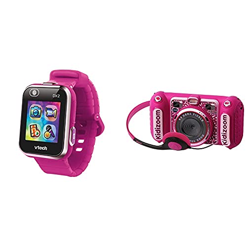 Vtech Kidizoom Smart Watch Dx2, Reloj Inteligente para Niños, Doble Cámara De Fotos + Kidizoom Duo DX Cámara Digital para Niños, Color Rosa (3480-520057)