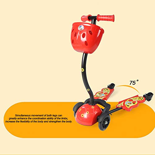 W-star Bicicleta de los niños, de Cuatro Ruedas Moto Rana Swing, Plegable 4-Rueda de Bicicleta anticolisión, PU Blitzraddesign y Tiendas función de la Compra, Regalo para los niños,Rojo