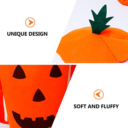 Wakauto Kit de Disfraz de Calabaza de Halloween Traje de Calabaza de Fieltro Sombrero Diadema Media Cubo de Caramelo Accesorio de Cosplay para Hombres Y Mujeres Adultos