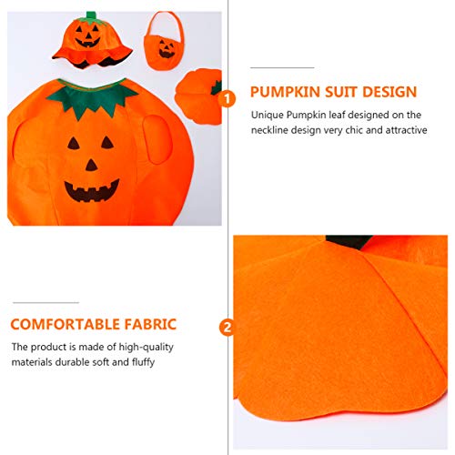 Wakauto Kit de Disfraz de Calabaza de Halloween Traje de Calabaza de Fieltro Sombrero Diadema Media Cubo de Caramelo Accesorio de Cosplay para Hombres Y Mujeres Adultos