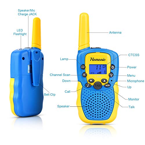 Walkie Talkie para Niños 2 x Radio, Juguete de Radio de Largo Alcance de 3km con 8 Canales, Linterna LED, Juegos para Niños de 3 a 12 Años