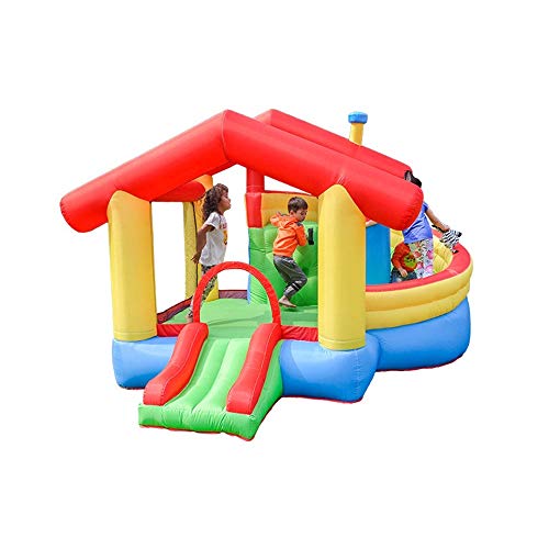 WanuigH Castillos hinchables Castillo Inflable de Diapositivas y animoso, Parque de Atracciones del Pequeño Castillo Inflable Infantil Interior y Exterior (Color : Orange, Size : 355X300X230cm)