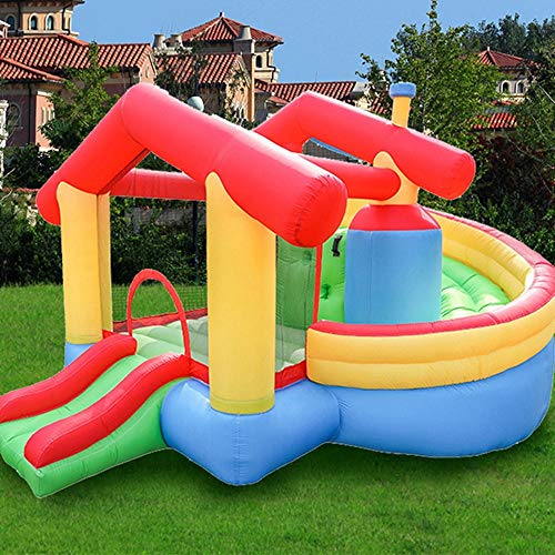 WanuigH Castillos hinchables Castillo Inflable de Diapositivas y animoso, Parque de Atracciones del Pequeño Castillo Inflable Infantil Interior y Exterior (Color : Orange, Size : 355X300X230cm)