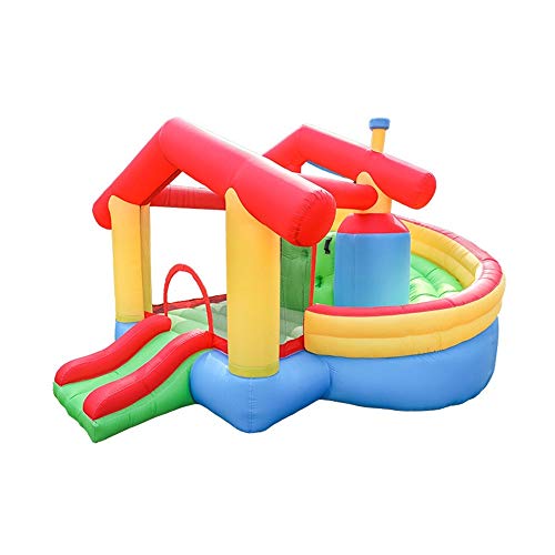 WanuigH Castillos hinchables Castillo Inflable de Diapositivas y animoso, Parque de Atracciones del Pequeño Castillo Inflable Infantil Interior y Exterior (Color : Orange, Size : 355X300X230cm)