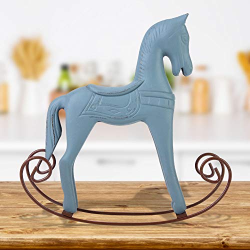 WANZSC Caballo mecedor de Madera Tallado Pintado para niños Juguete de Regalo Decoración de Mesa Caballos mecedores Accesorios para Montar para niños Figuras de Juguete Interactivo(Azul Claro)