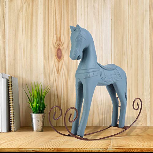 WANZSC Caballo mecedor de Madera Tallado Pintado para niños Juguete de Regalo Decoración de Mesa Caballos mecedores Accesorios para Montar para niños Figuras de Juguete Interactivo(Azul Claro)