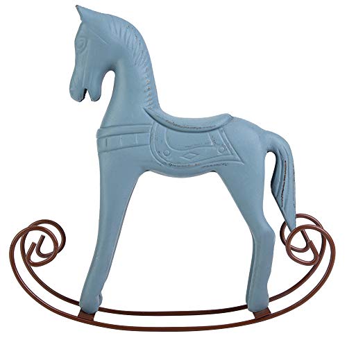 WANZSC Caballo mecedor de Madera Tallado Pintado para niños Juguete de Regalo Decoración de Mesa Caballos mecedores Accesorios para Montar para niños Figuras de Juguete Interactivo(Azul Claro)