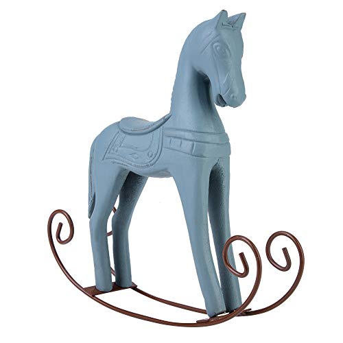 WANZSC Caballo mecedor de Madera Tallado Pintado para niños Juguete de Regalo Decoración de Mesa Caballos mecedores Accesorios para Montar para niños Figuras de Juguete Interactivo(Azul Claro)