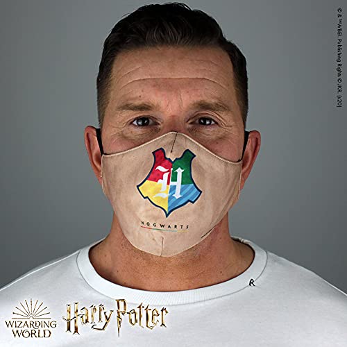 Warner Bros. Harry Potter Superheroes Mouthguard Masks Fabric Mask Adjustable Elastic Band Adult & Teen Comic Mask Nose Guard Mouth Noses (Hogwarts Shield House Pride)